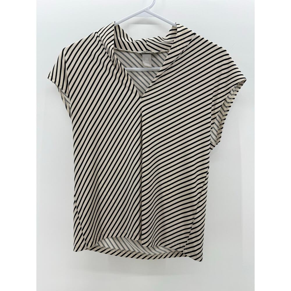 H&M Beige Black Stripe Top size XS